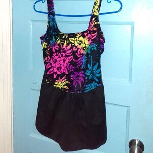 1 PIECE TROPICAL RAINBOW PRINT BATHING SUIT